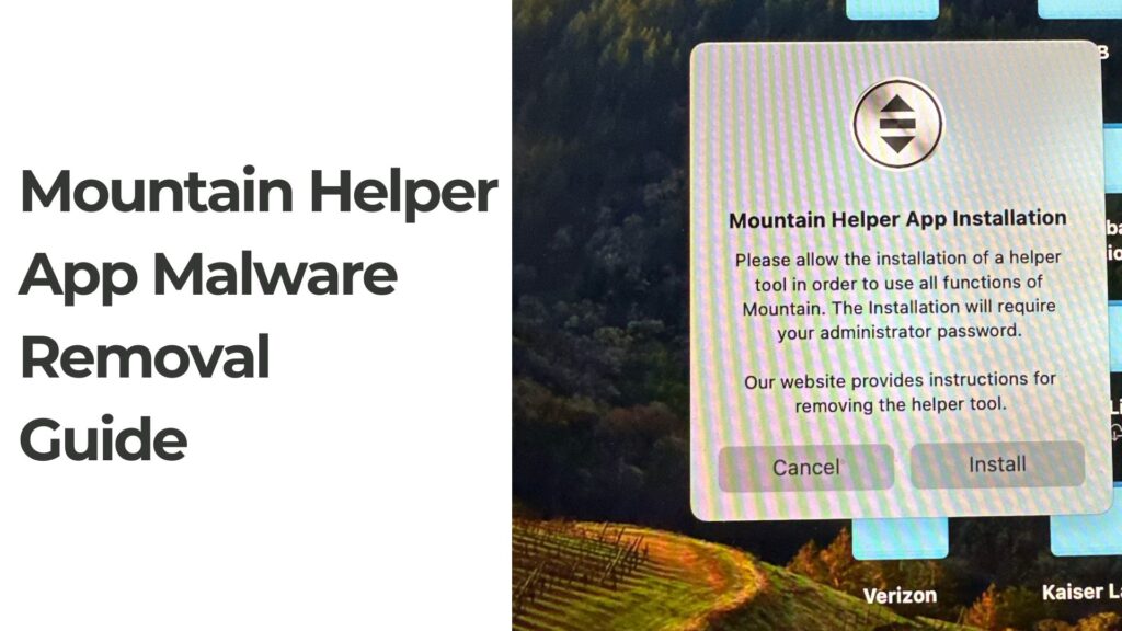 App pop-up Mountain Helper per Mac - Rimozione Guida