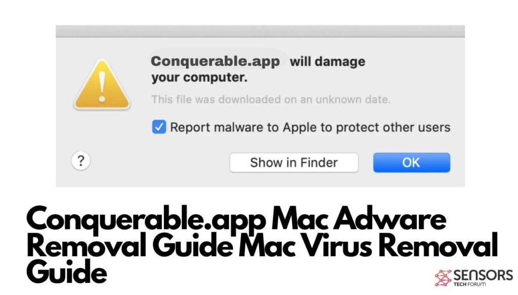 Guia de remoção de adware Conquerable.app Mac