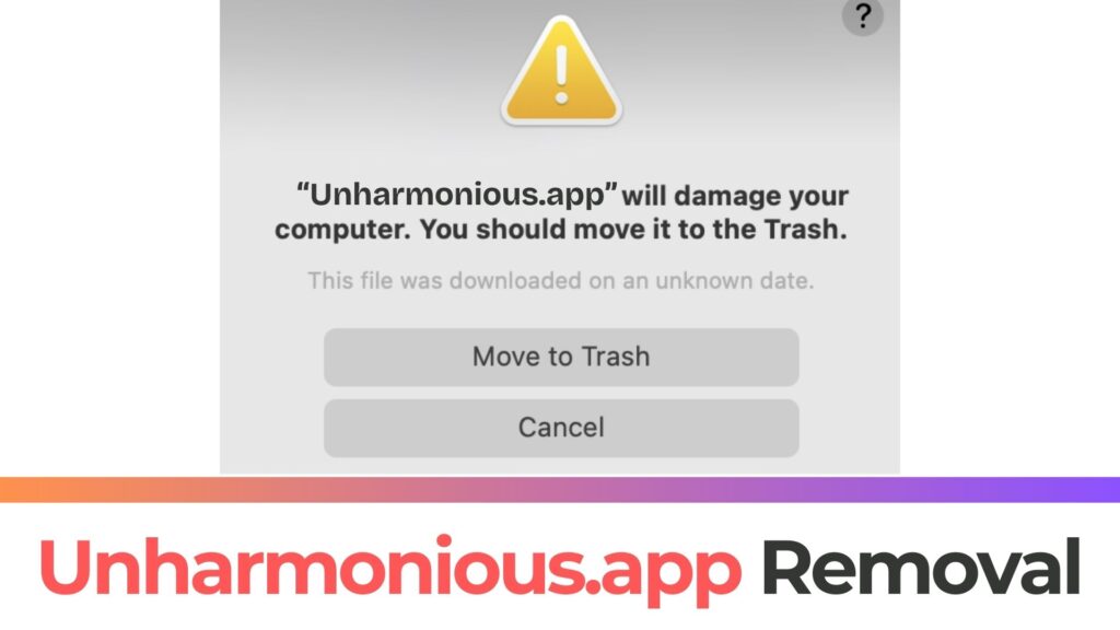 Unharmonious.app danificará seu computador Mac - Remoção