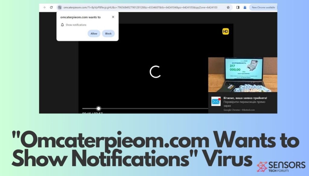 Оmcaterpieom.com quiere mostrar el virus de notificaciones
