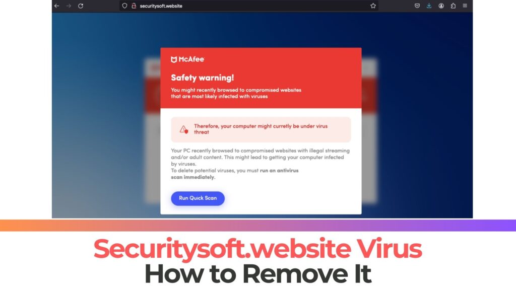 Remoção de vírus de anúncios pop-up Securitysoft.website 