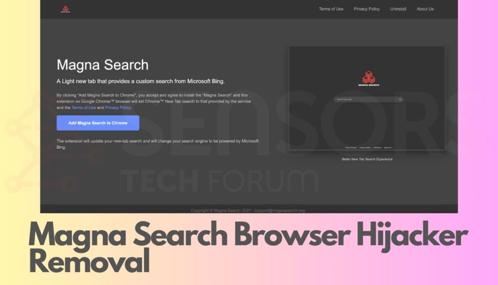 Rimozione del dirottatore del browser Magna Search