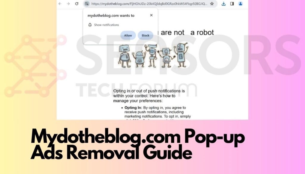 Guide de suppression des publicités pop-up Mydotheblog.com
