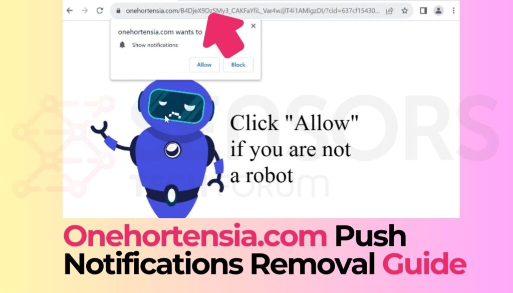 Guida alla rimozione delle notifiche push di Onehortensia.com