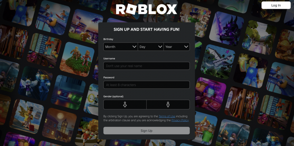 Sitio web oficial de Roblox