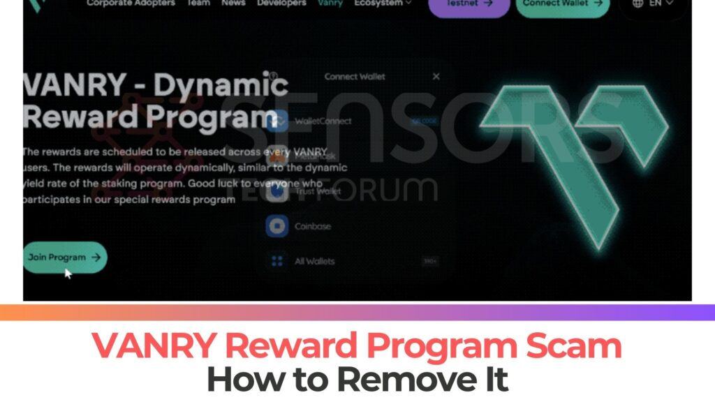 VANRY Reward Program Scam -  How to Remove It [Fix]