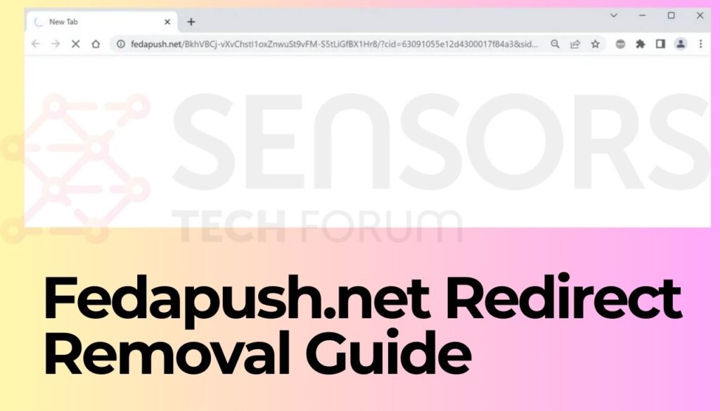 画像にはFedapush.netリダイレクトWebサイトのスクリーンショットが含まれています