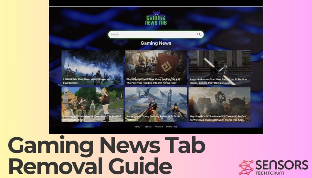 image contains screenshot of Gaming News Tab + Removal Guide