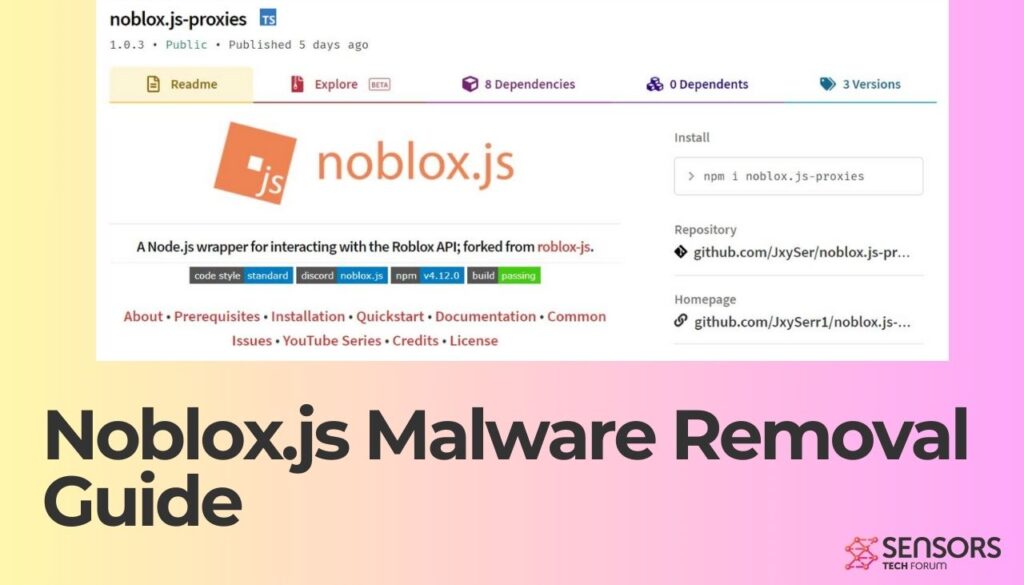 Rimozione malware Noblox.js