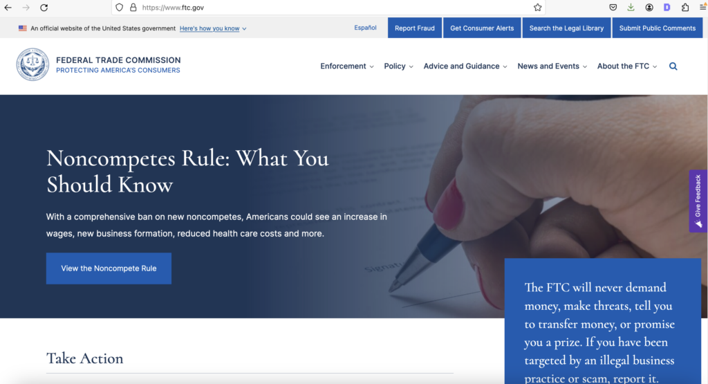 Officiële FTC-website van de Federal Trade Commission