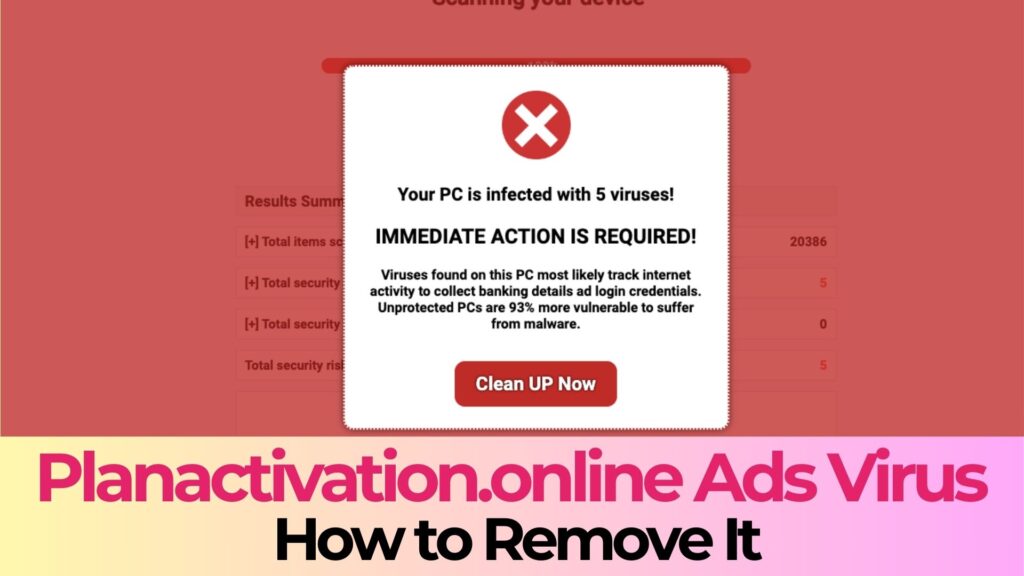 Adware pop-ups Planactivation.online - Como removê-lo