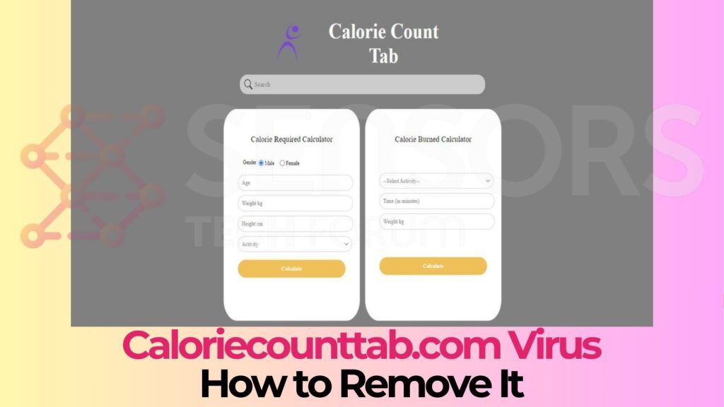 Remoção do vírus de redirecionamento Caloriecounttab.com