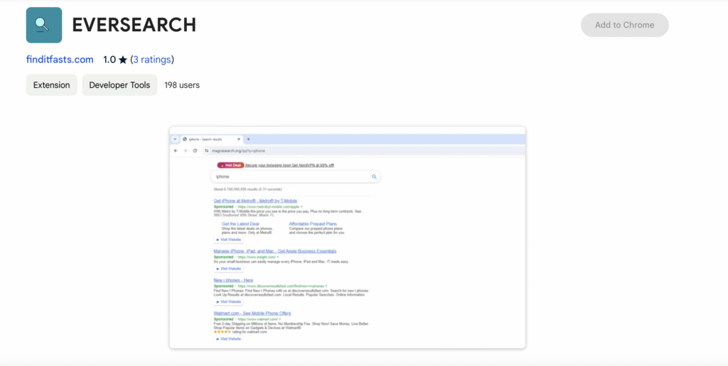 Extension de navigateur EVERSEARCH - Magasin en ligne de chrome