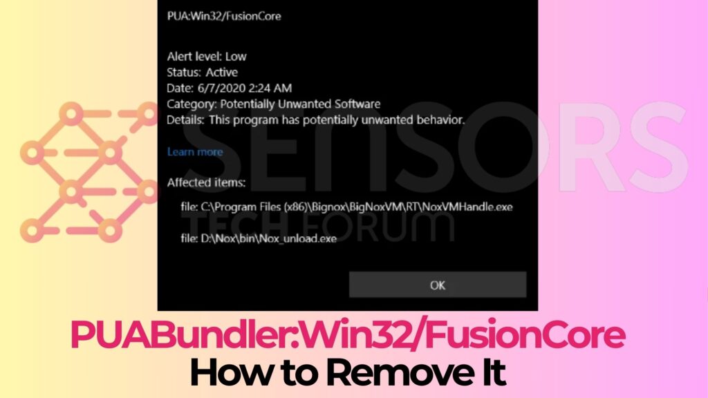 PUABundler:Rilevamento virus Win32/FusionCore - Rimozione [fissare]