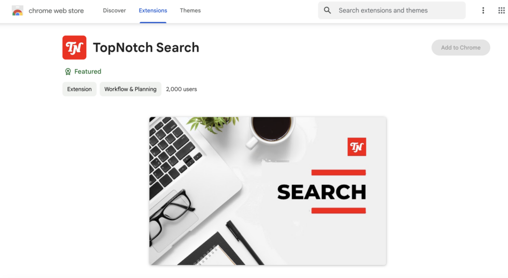 Téléchargement de TopNotch Search pour Chrome