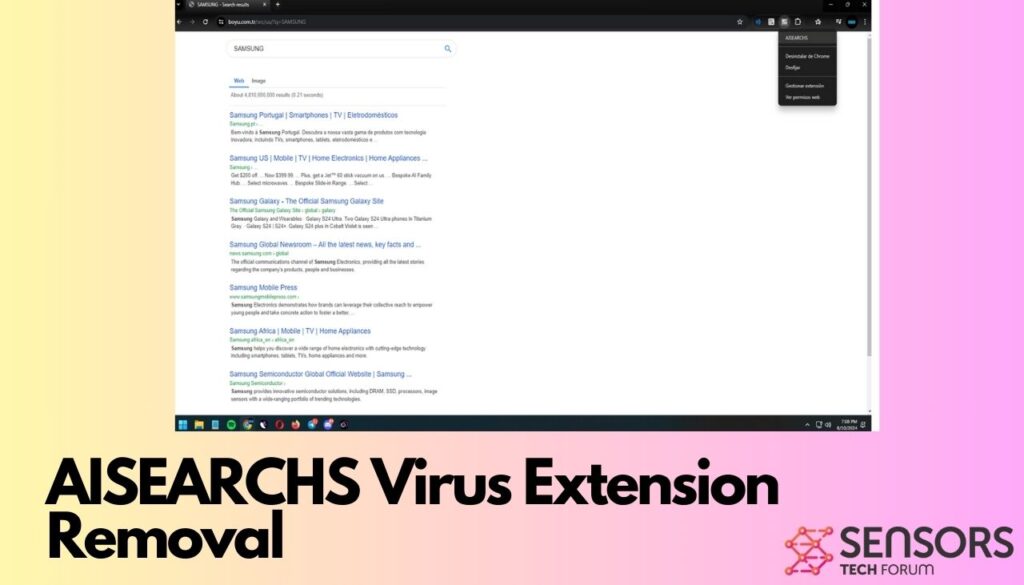 Guide de suppression de l'extension de virus AISEARCHS