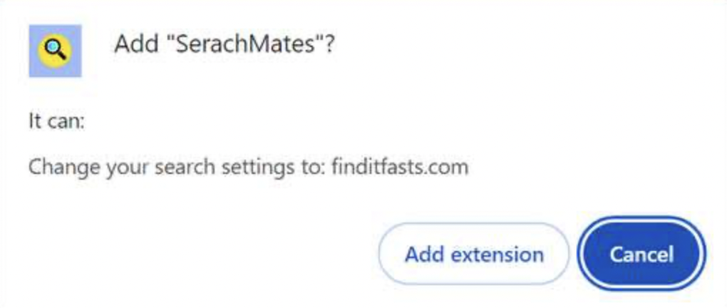 Finditfasts.com Redirect Virus - serachmates extension