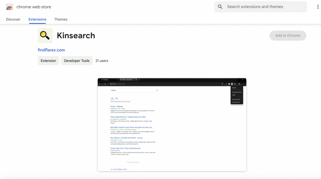 Kinsearch extension chrome