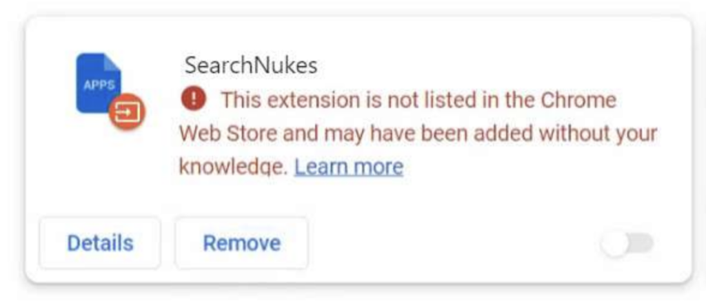 Extension du virus SearchNukes