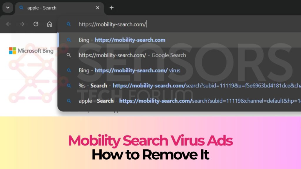 Virus du navigateur Mobility Search - Comment faire pour supprimer ce