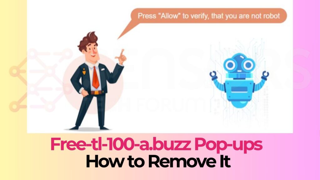 Virus di notifiche pop-up Free-tl-100-a.buzz - Rimozione Guida