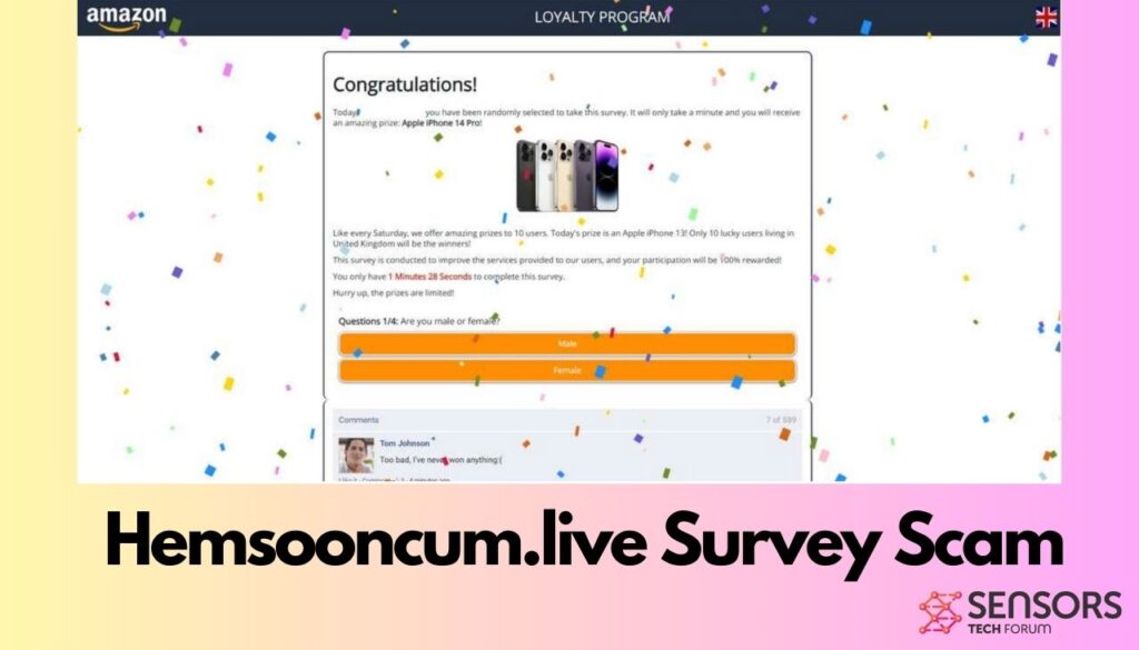 Hemsooncum.live Survey Scam