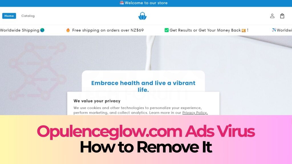 Vírus de anúncios Opulenceglow.com - como removê-lo