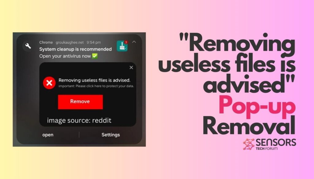 É aconselhável remover arquivos inúteis Remoção de pop-ups