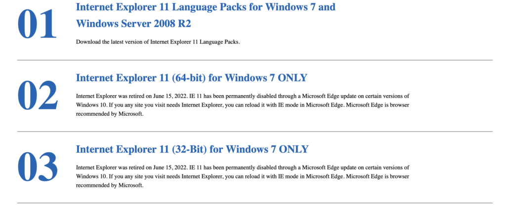 latest versions of IE