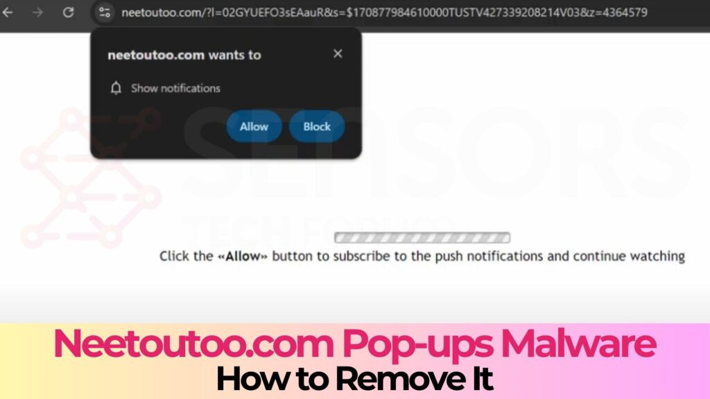 Vírus de anúncios pop-up Neetoutoo.com - Guia de remoção