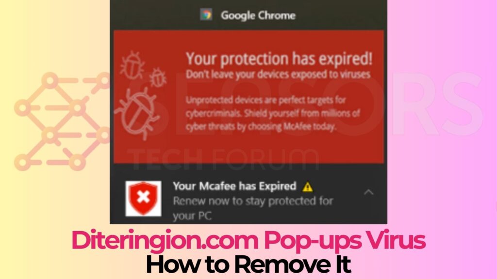 Vírus pop-ups Diteringion.com [McAfee] - Guia de remoção