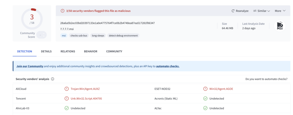 Oovi Appc trojan detection rate VirusTotal