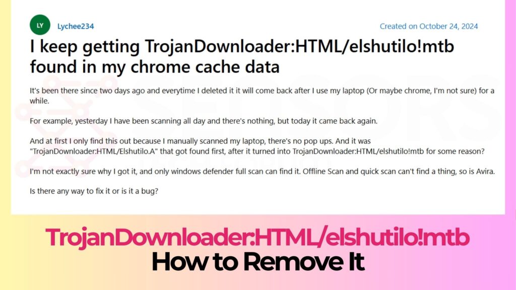 TrojanDownloader:HTML/elshutilo!mtb - Removal [Solved]