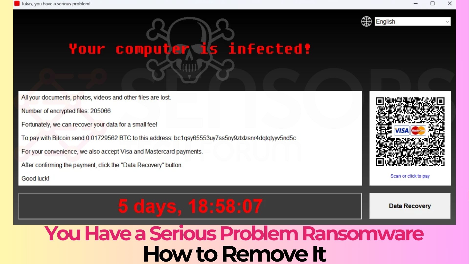 Un Ransomware Virus Tienes un problema grave de ransomware - Eliminación + Archivos arreglados