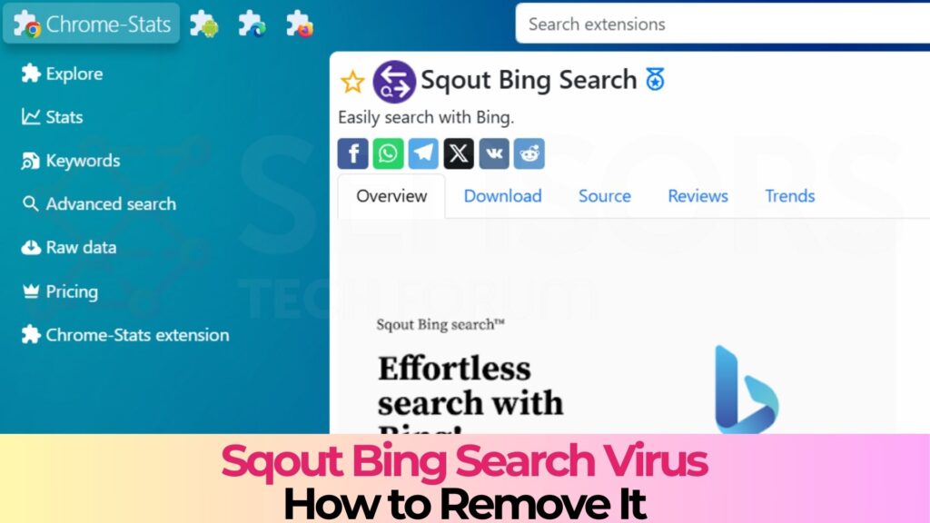 Sqout Bing Search Redirects Virus