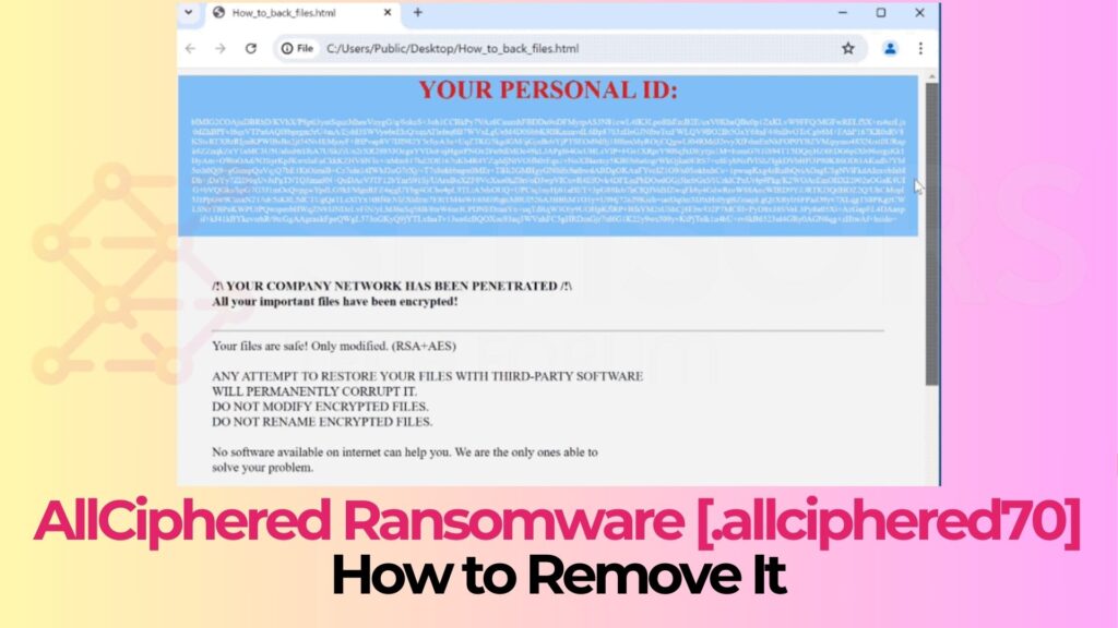 AllCiphered Virus .allciphered70 Files Removal + Recovery