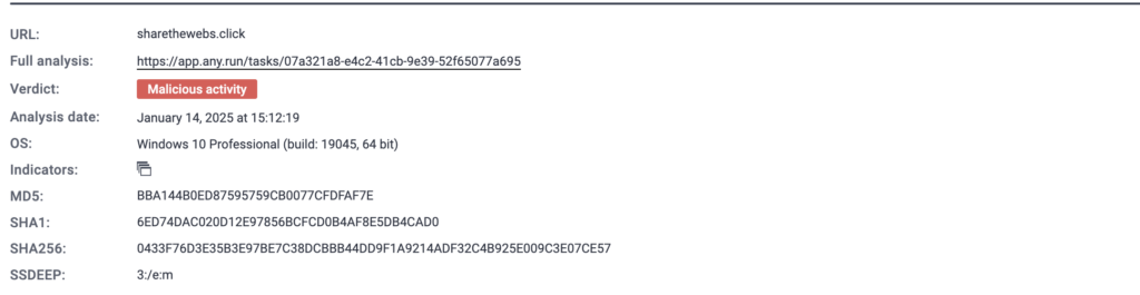 Sharethewebs.click anyrun analysis
