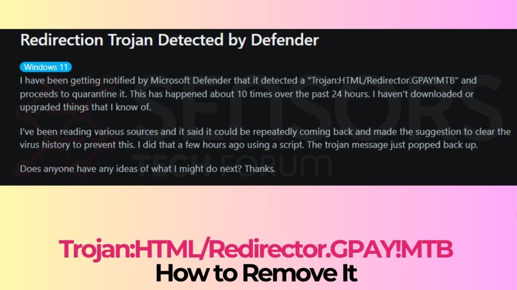 Trojan:HTML/Redirector.GPAY!MTB - Removal Guide 