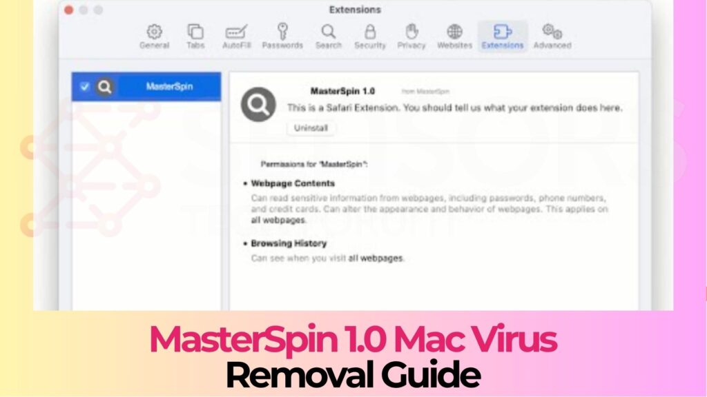 MasterSpin 1.0 Mac Virus - Removal Guide