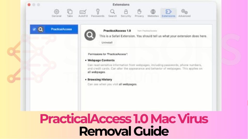 Acceso prácticoiminación de virus PracticalAccess 1.0 Mac Virus Removal Guide