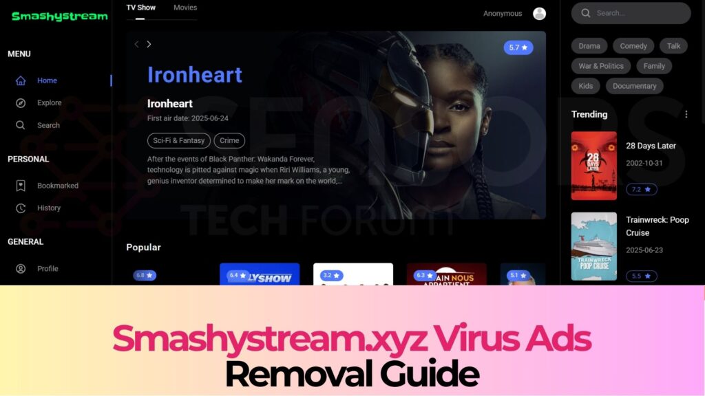 Smashystream.xyz Pop-ups Virus - Removal Steps
