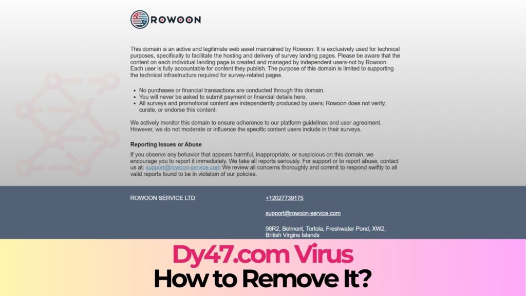 Reindirizzamenti del virus Dy47.com - Rimozione Guida
