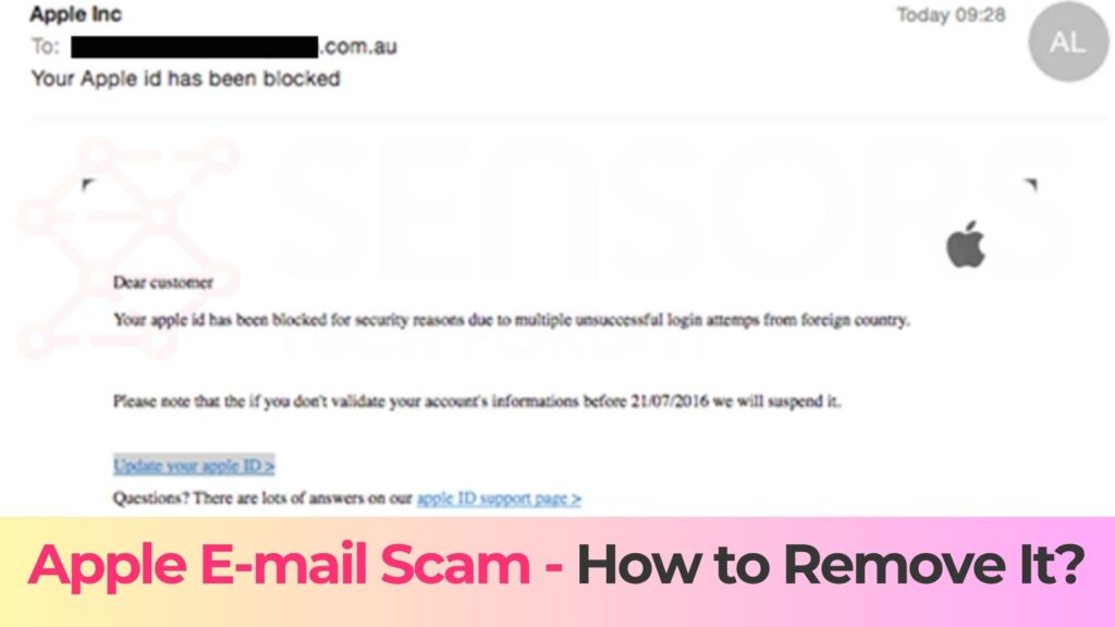 apple email scam removal guide