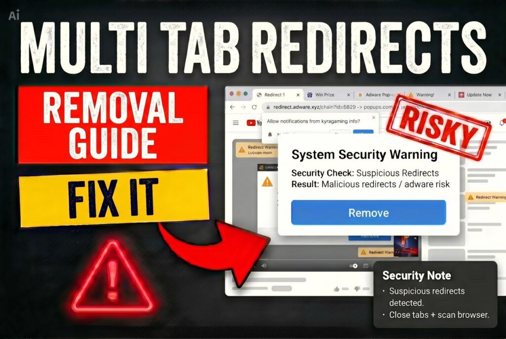 multi tab redirects virus removal