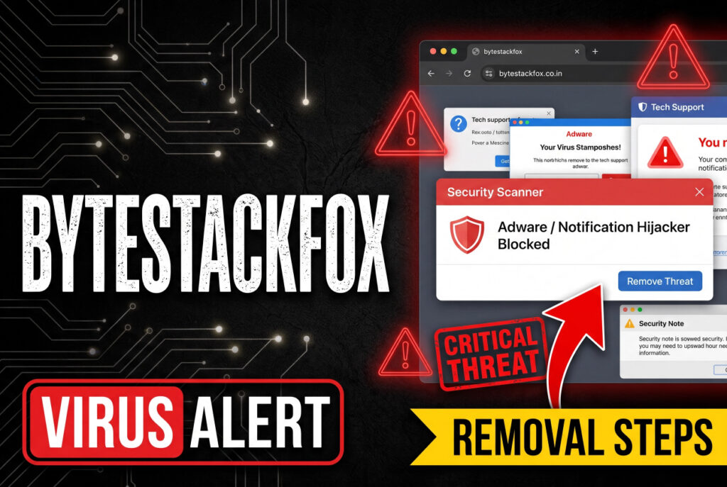 Bytestackfox.co.in Scam Pop-ups Virus - Removal Steps