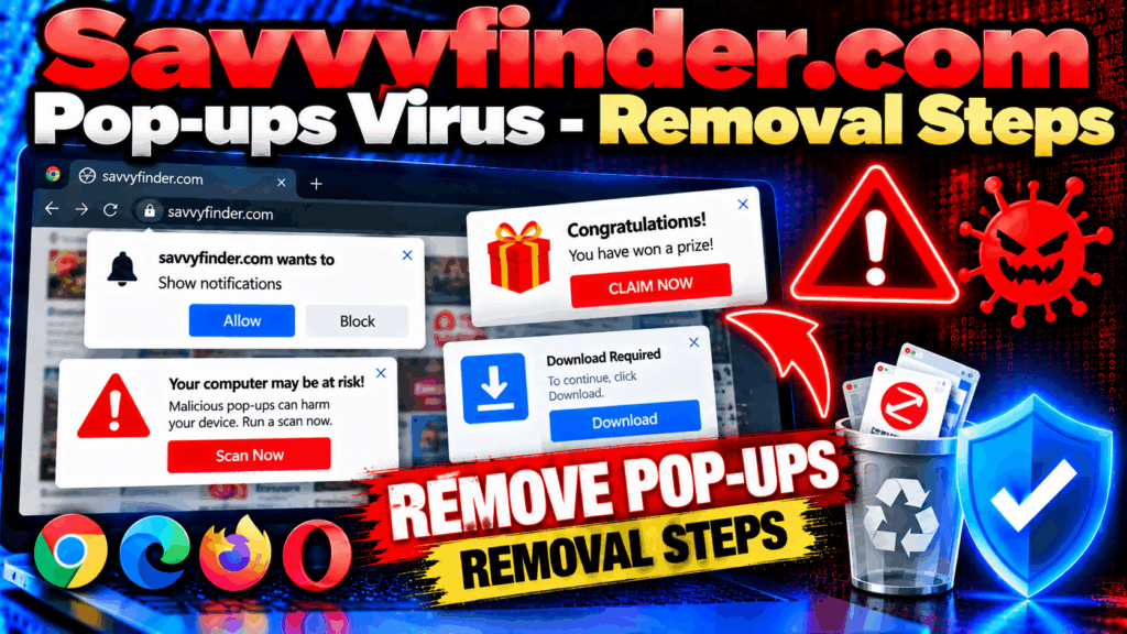 Savvyfinder.com Pop-ups Virus - Removal Steps